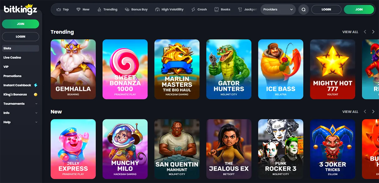 BitKingz Casino Design and Interface Screenshot 2026