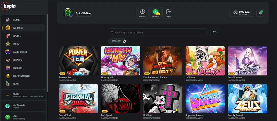 BSpin Casino Design & Interface – Screenshot 2026