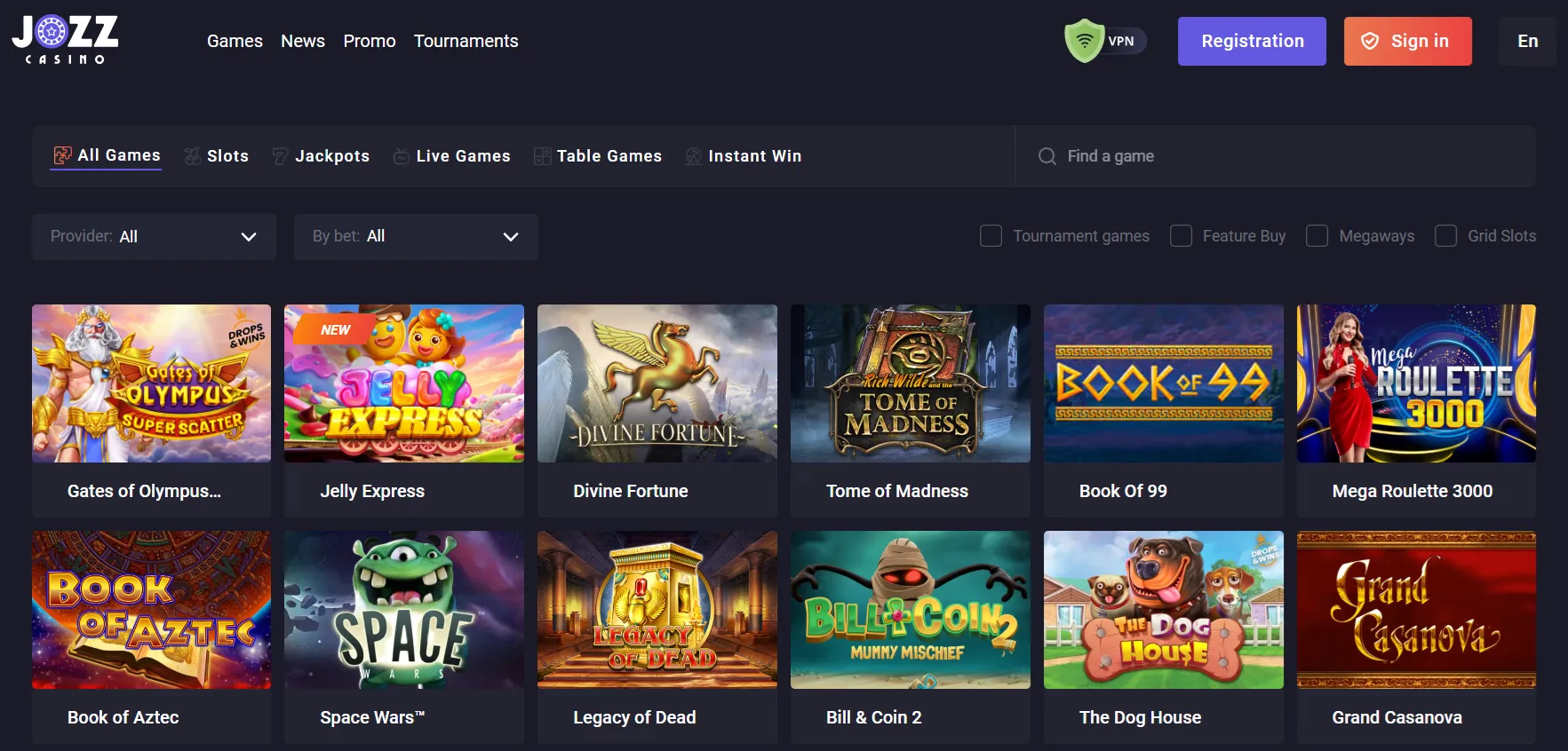 Jozz Casino Design & Interface – Screenshot 2026