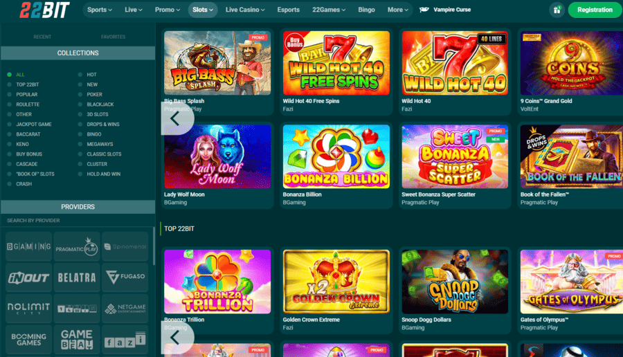 22Bit Casino Design & Interface – Screenshot 2026